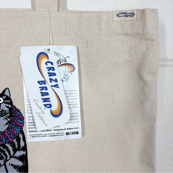 Crazy Shirts Kilban Cat Lei Hawaiian Humane Society Tote Bag Canvas Beige NEW - Picture 3 of 13